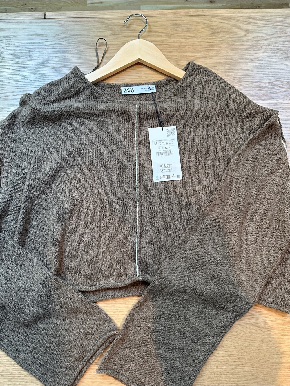 ZARA Cropped Crewneck Knit Sweater